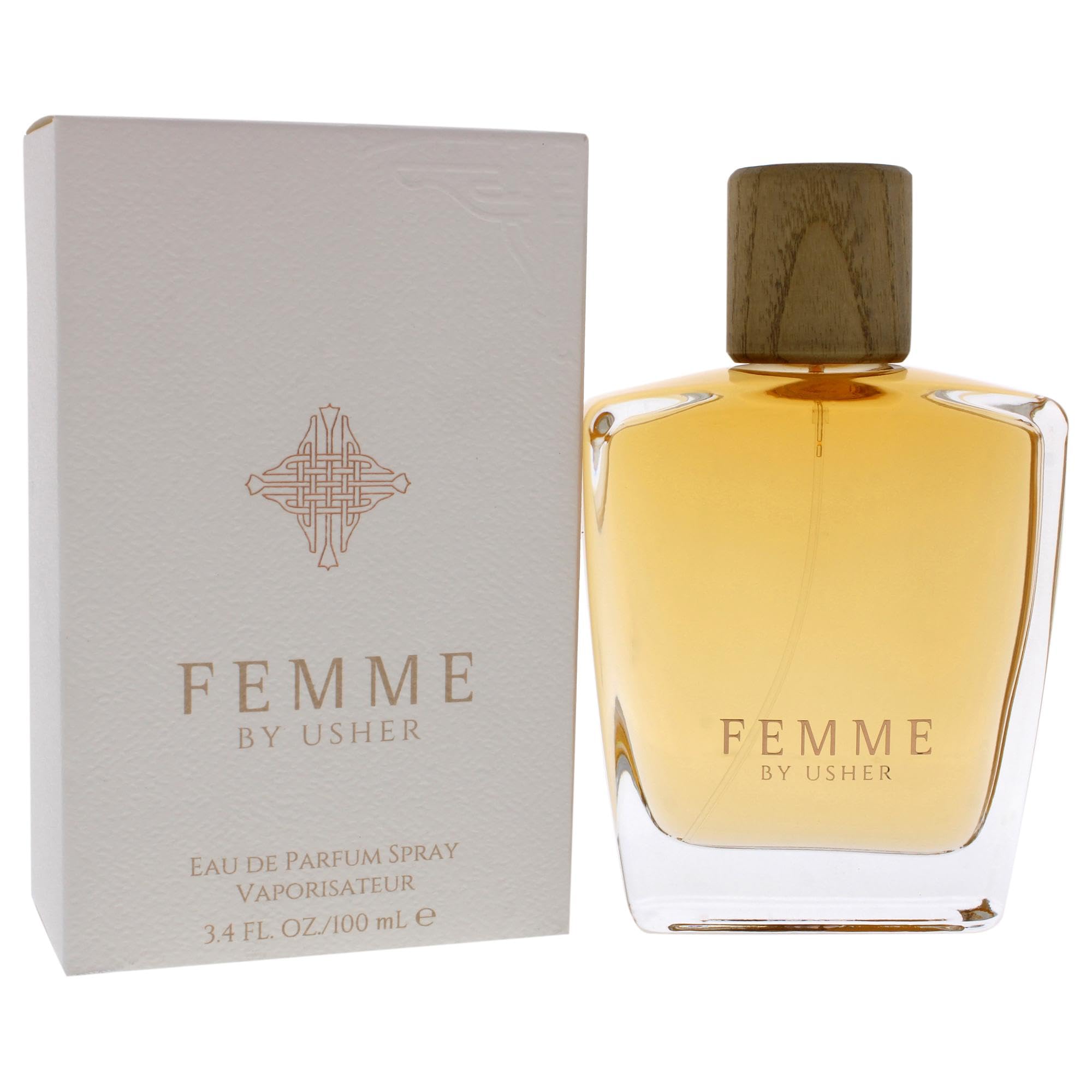 Usher Femme EDP cap detail emphasizes refined luxury for a sophisticated look.