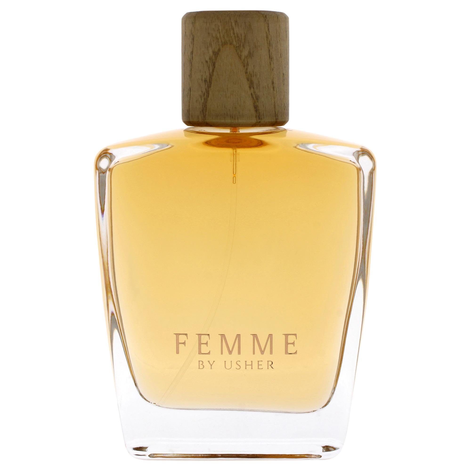 Usher Femme EDP packaging box highlights premium presentation for gifting.