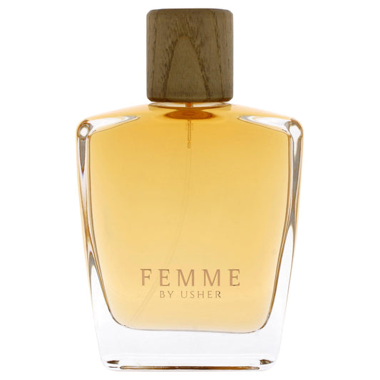 Usher Femme EDP packaging box highlights premium presentation for gifting.