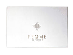 Usher Femme Gift Set lotion bottle showcasing moisturizing formula and subtle scent.