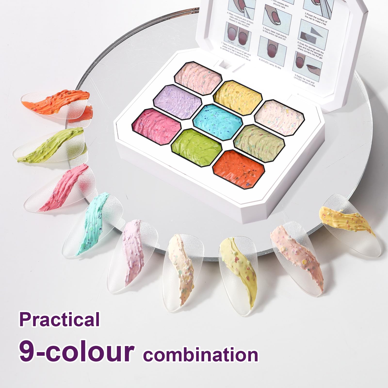 U-Shinein gel kit includes protective stickers and lids to preserve freshness during use.