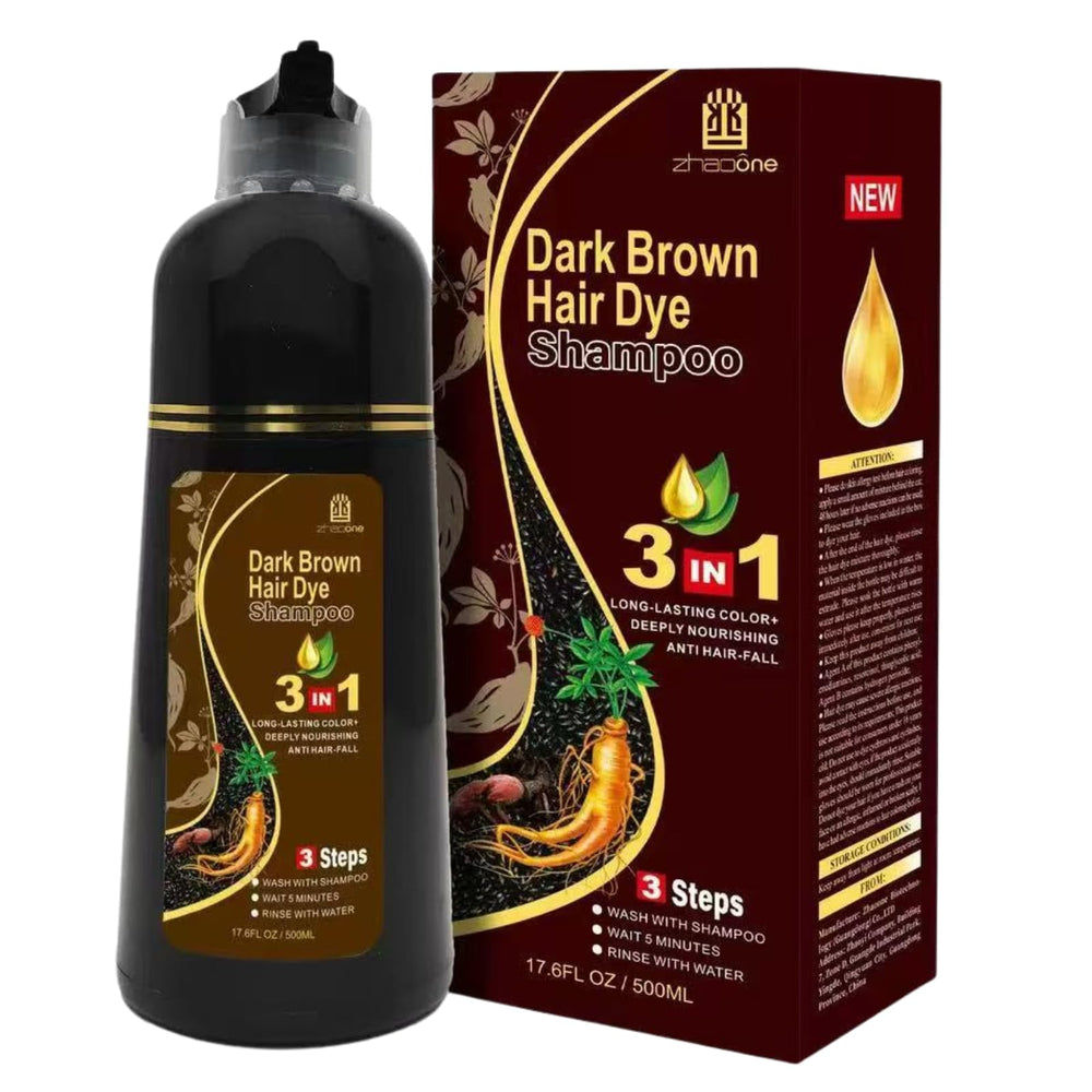 USMATEK Brown Hair Dye Shampoo bottle showing color and scalp care focus