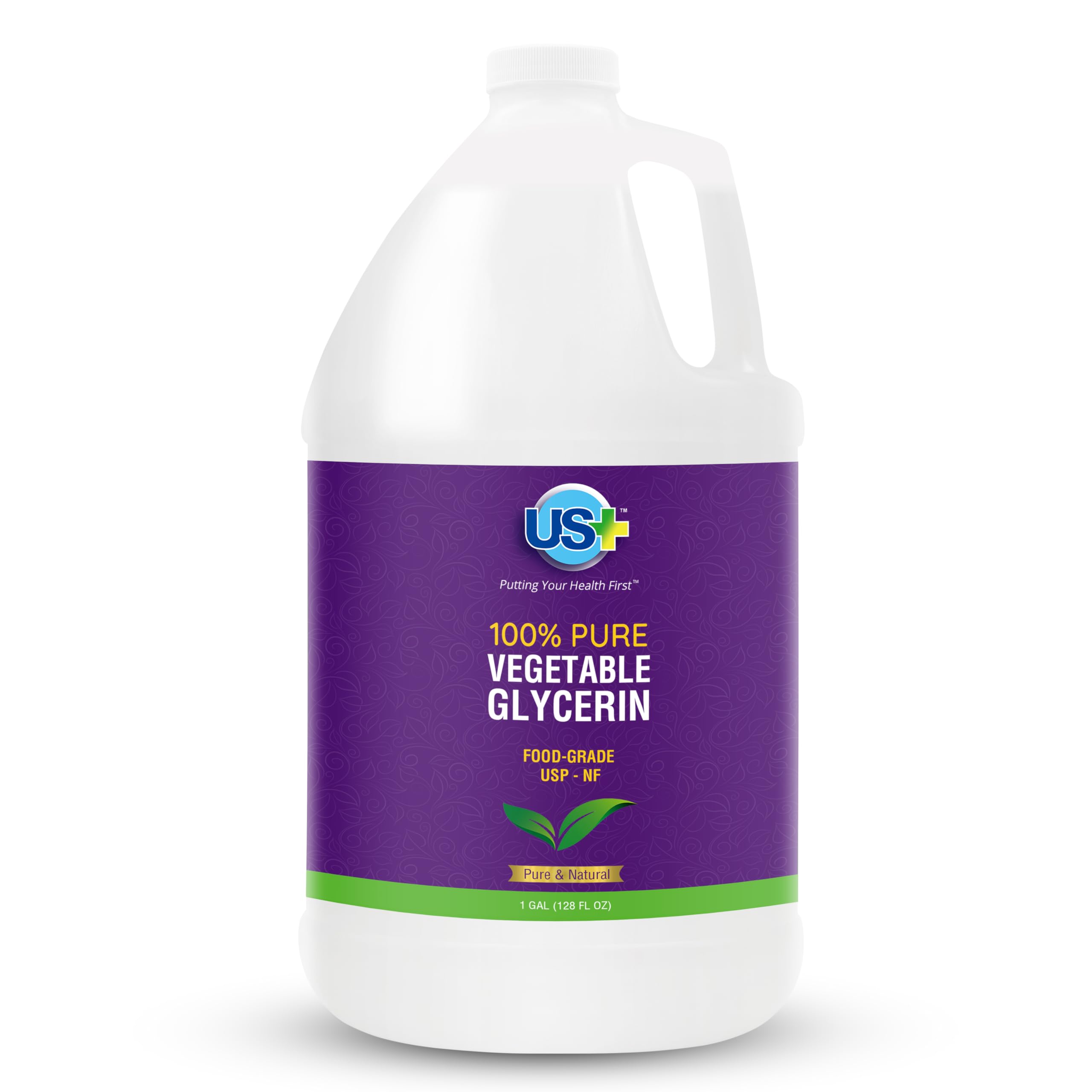 US+ vegetable glycerin bottle front showing pure base for daily moisture
