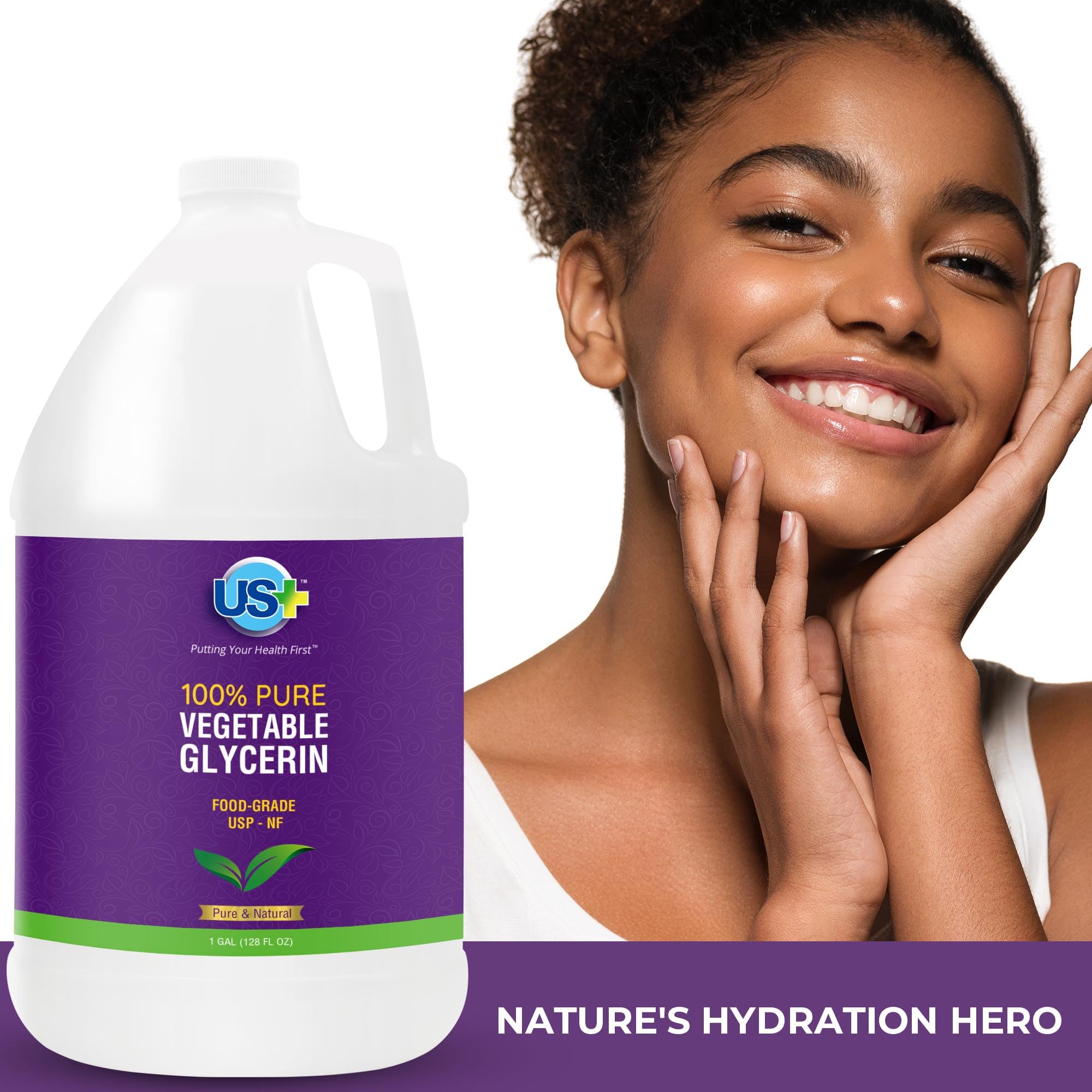 US+ glycerin used in hair care for silky, smooth results