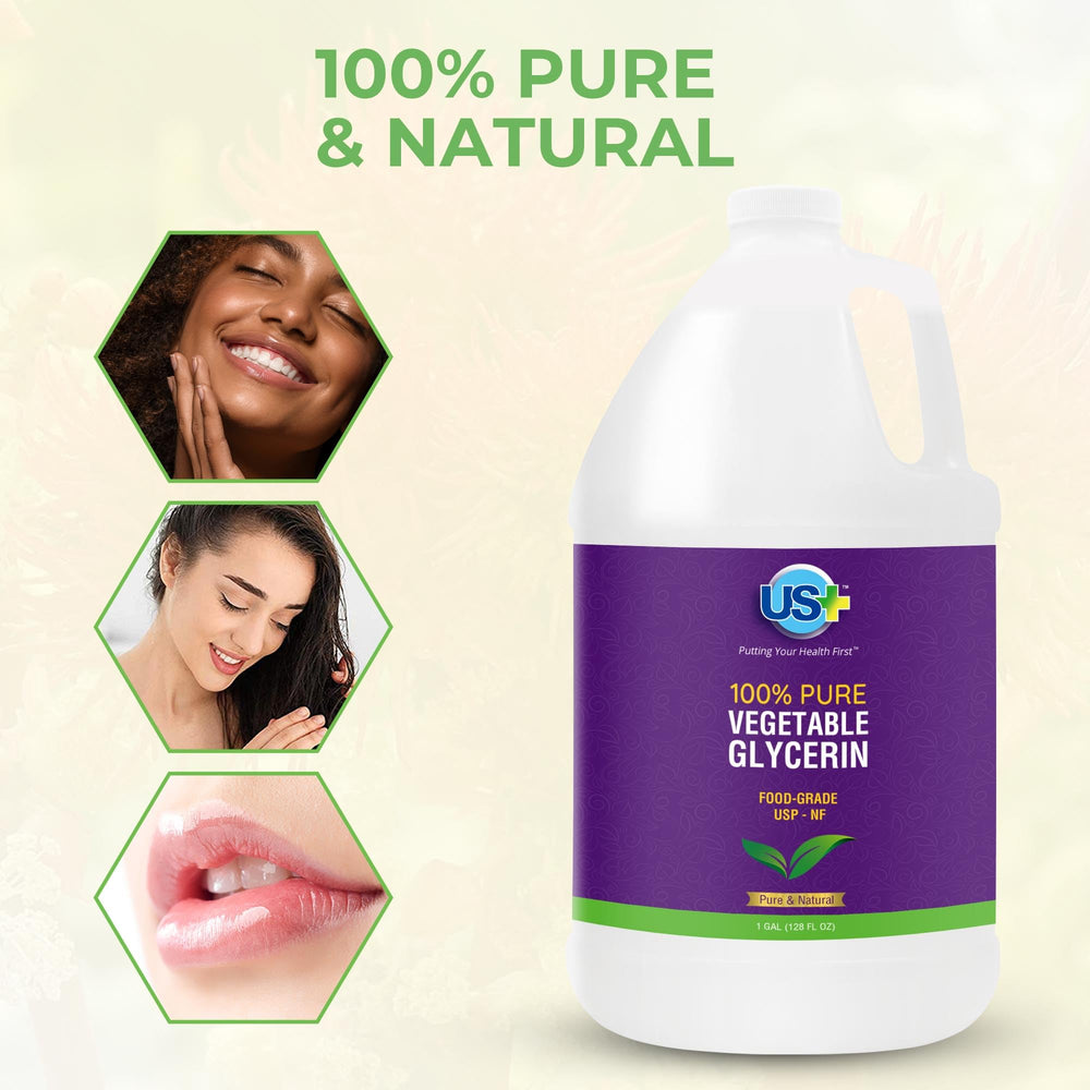 US+ glycerin being poured to illustrate versatile cosmetic uses