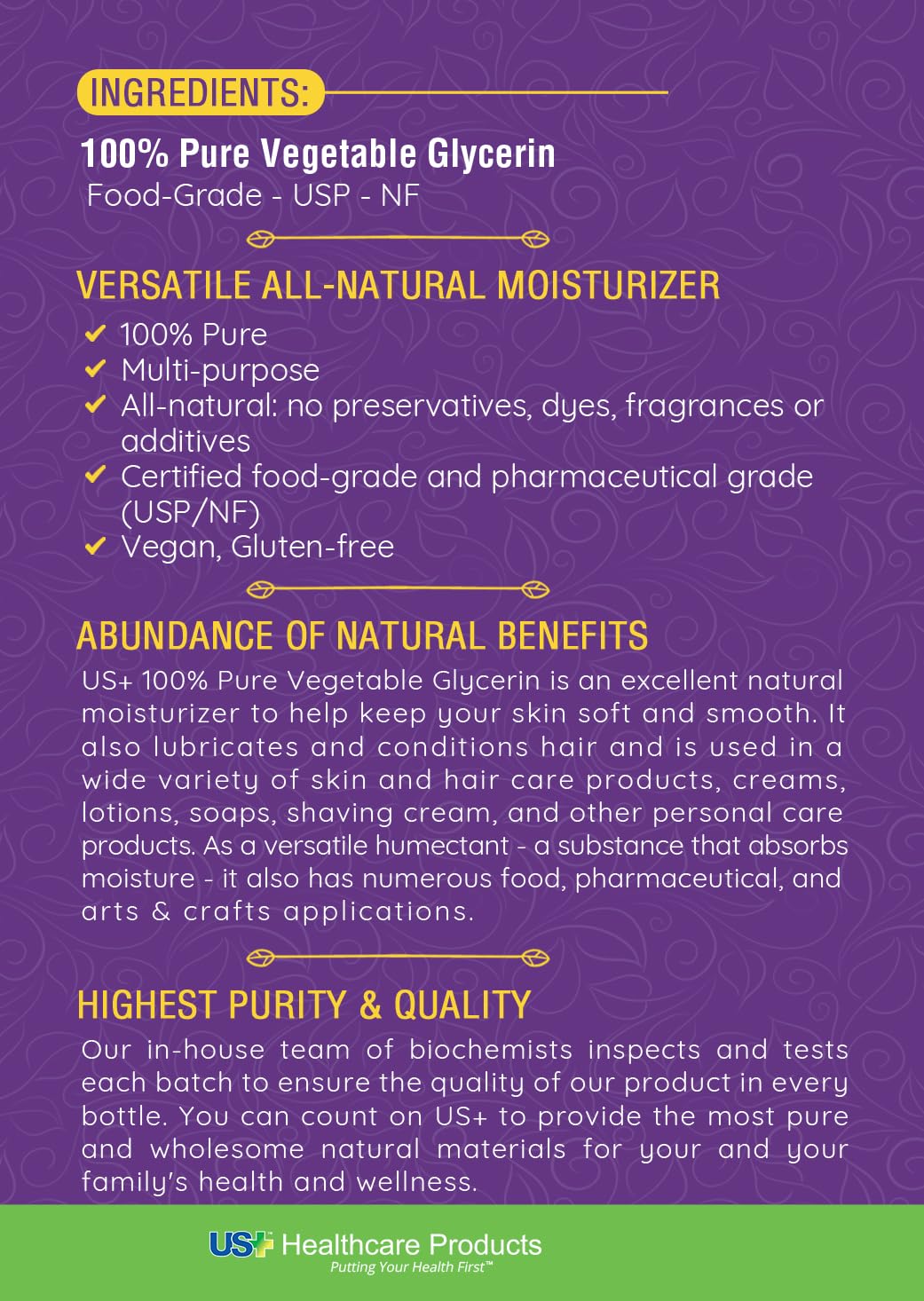 US+ glycerin used in soap making for clear, smooth bars