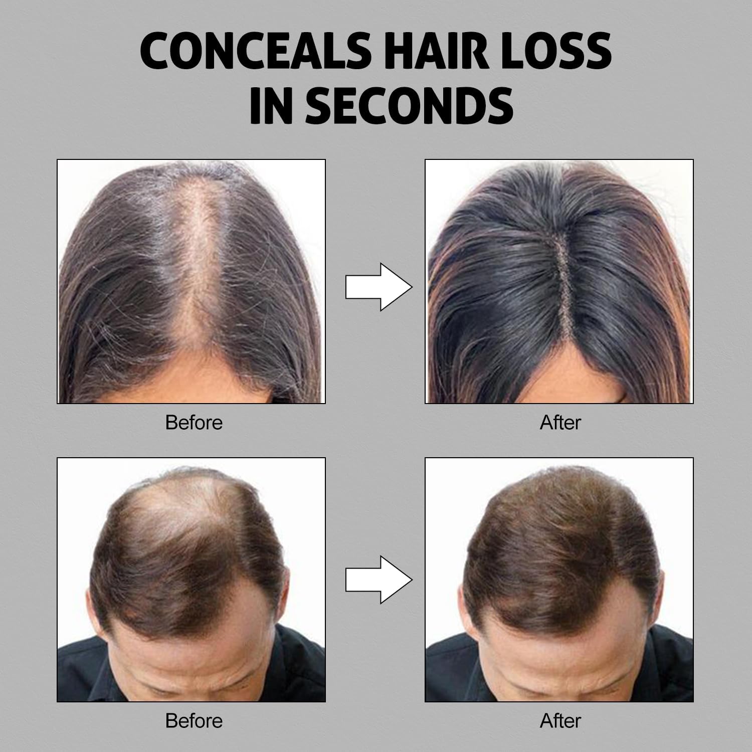 USTAR Hair Fibers texture blending with existing hair for fuller look