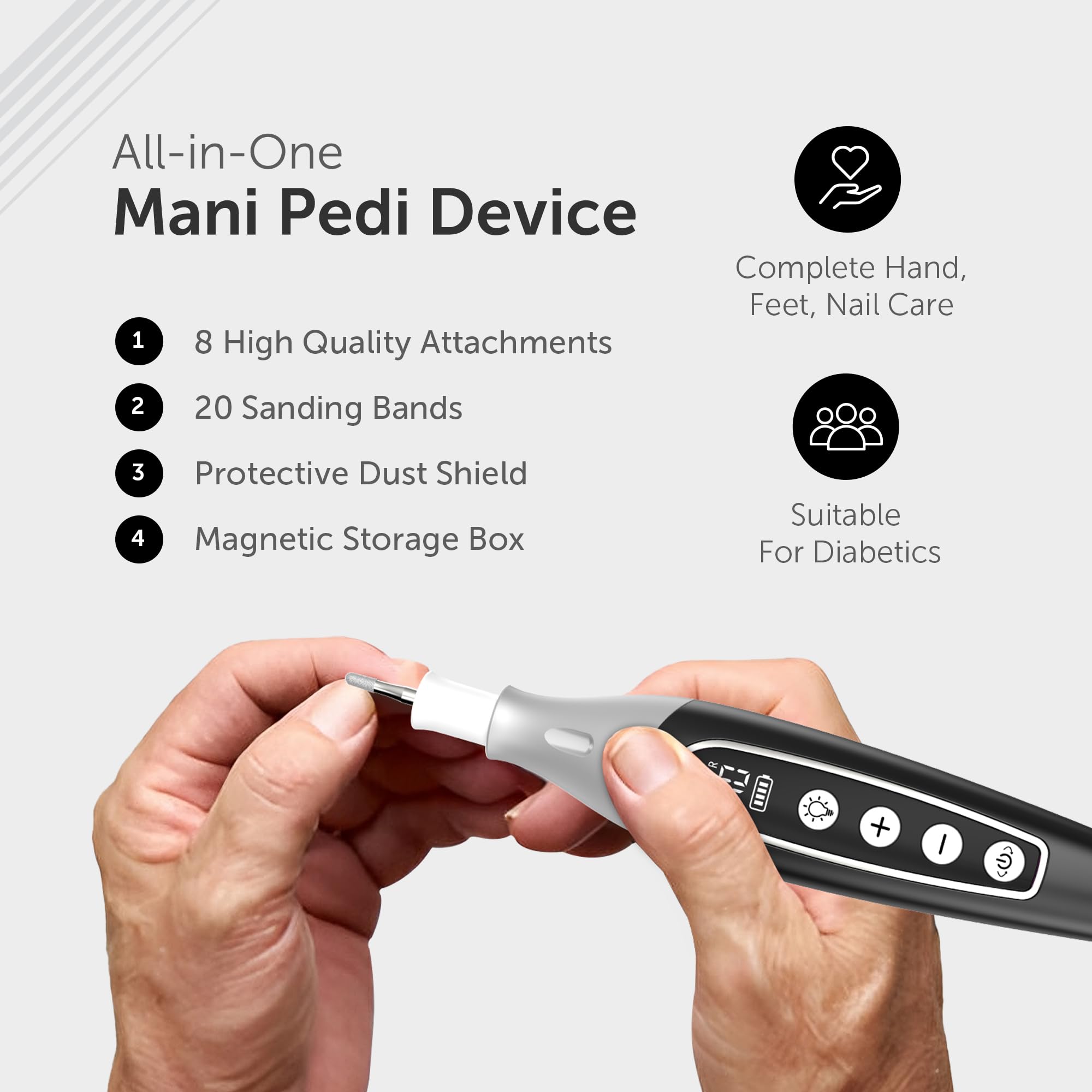 Cordless design of UTILYZE PediLux Pro for travel-friendly nail care.