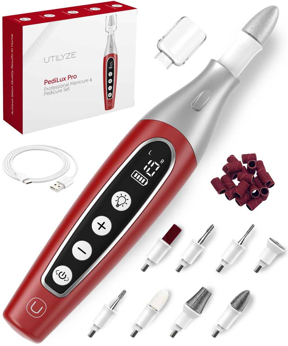 UTILYZE PediLux Pro cordless drill with LED display for precise at-home nail care