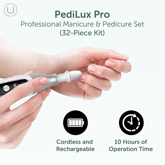 Utilyze PediLux Pro LED display guides speed and battery settings.