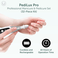 Utilyze PediLux Pro LED display guides speed and battery settings.