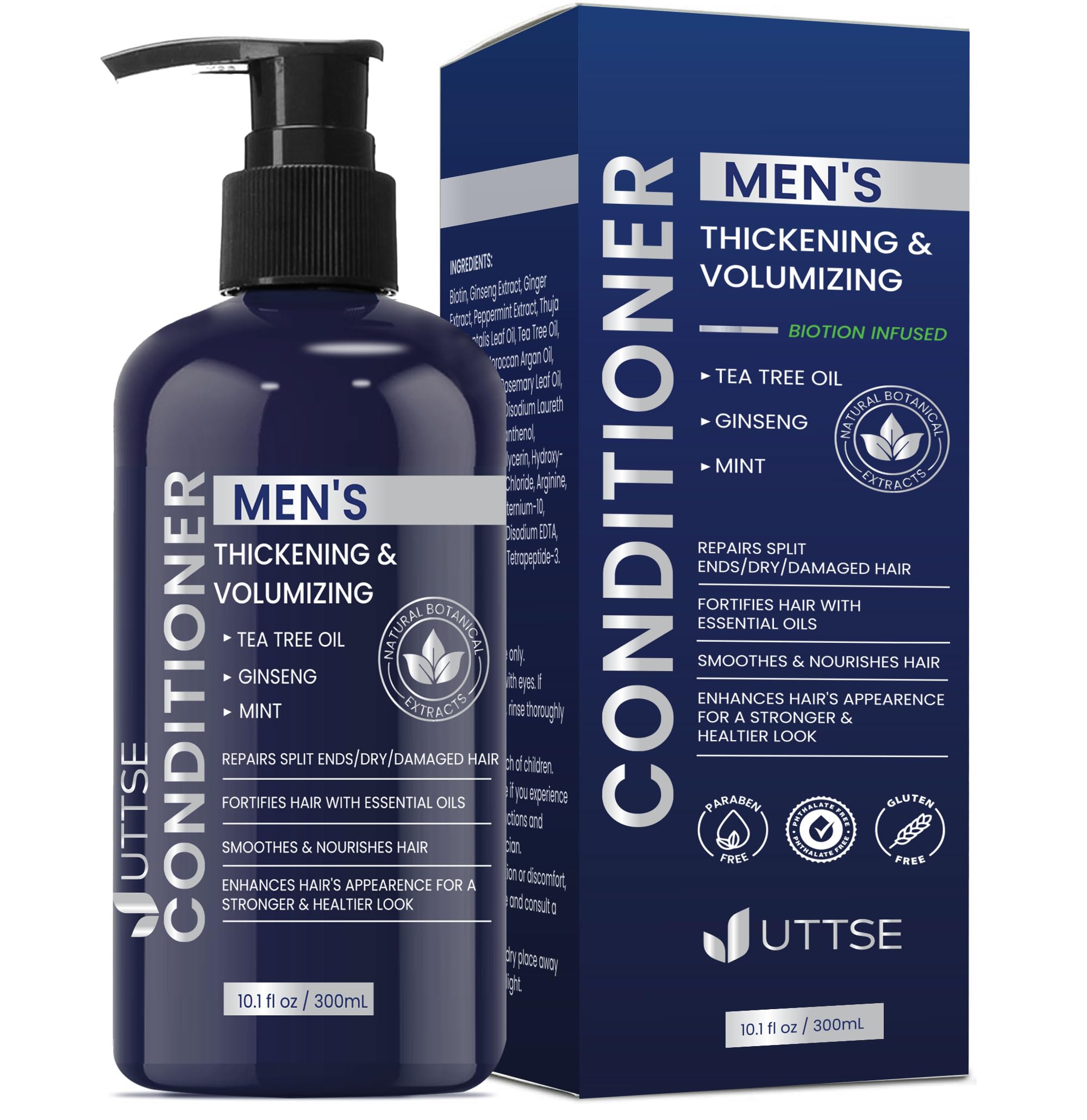 Uttse biotin hair growth conditioner bottle for daily nourishment and shine.