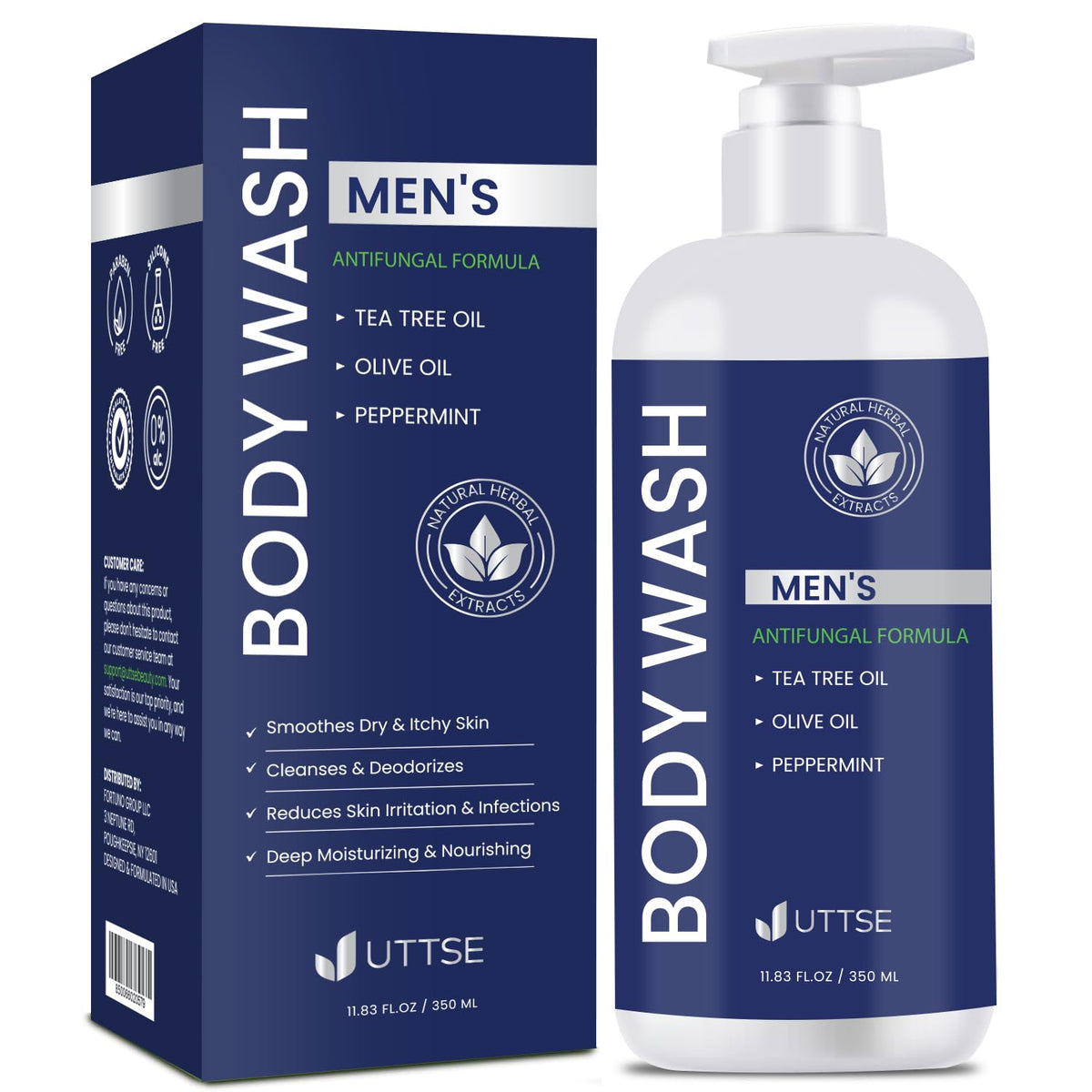 Uttse Tea Tree Body Wash bottle for daily refreshing cleanse.