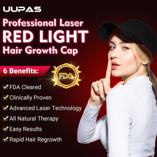 UUPAS Hair Growth Cap side view highlights adjustable fit for comfortable sessions