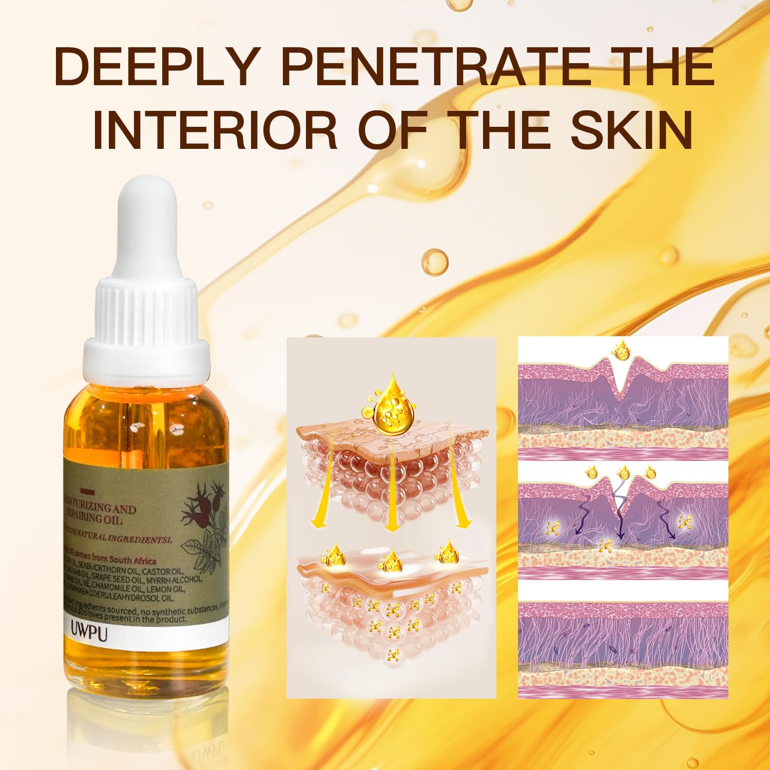 UWPU Organic Rosehip Oil scar application promotes smoother texture.