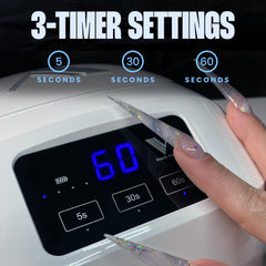 Three timer settings for quick touch-ups and full cures.