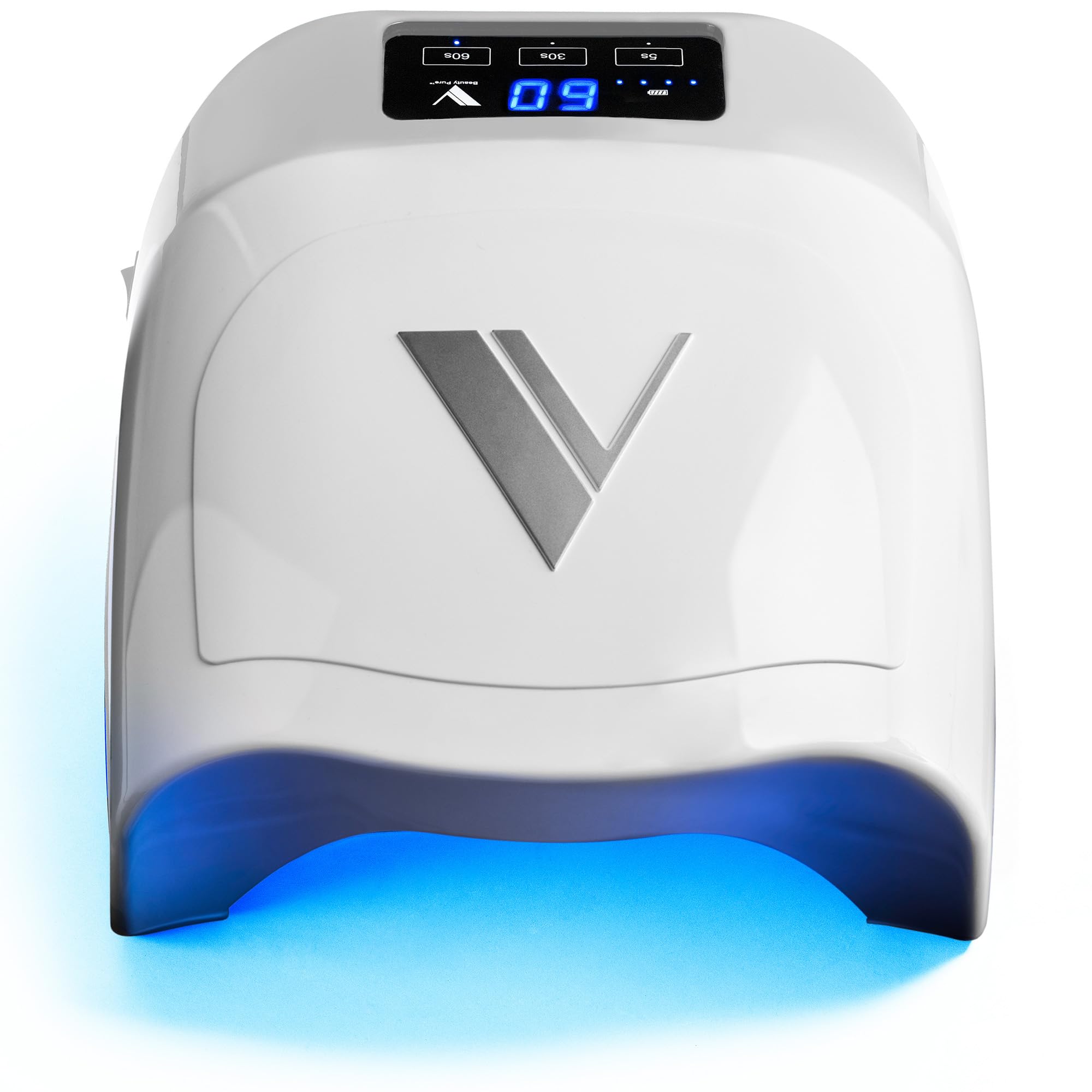 V Beauty Pure cordless UV nail lamp in white, ideal for salon or home use.