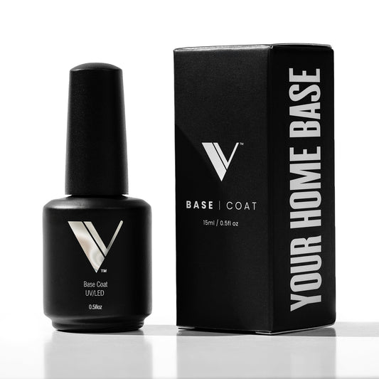 V Beauty Pure gel base coat bottle pour for even foundation and steady application.