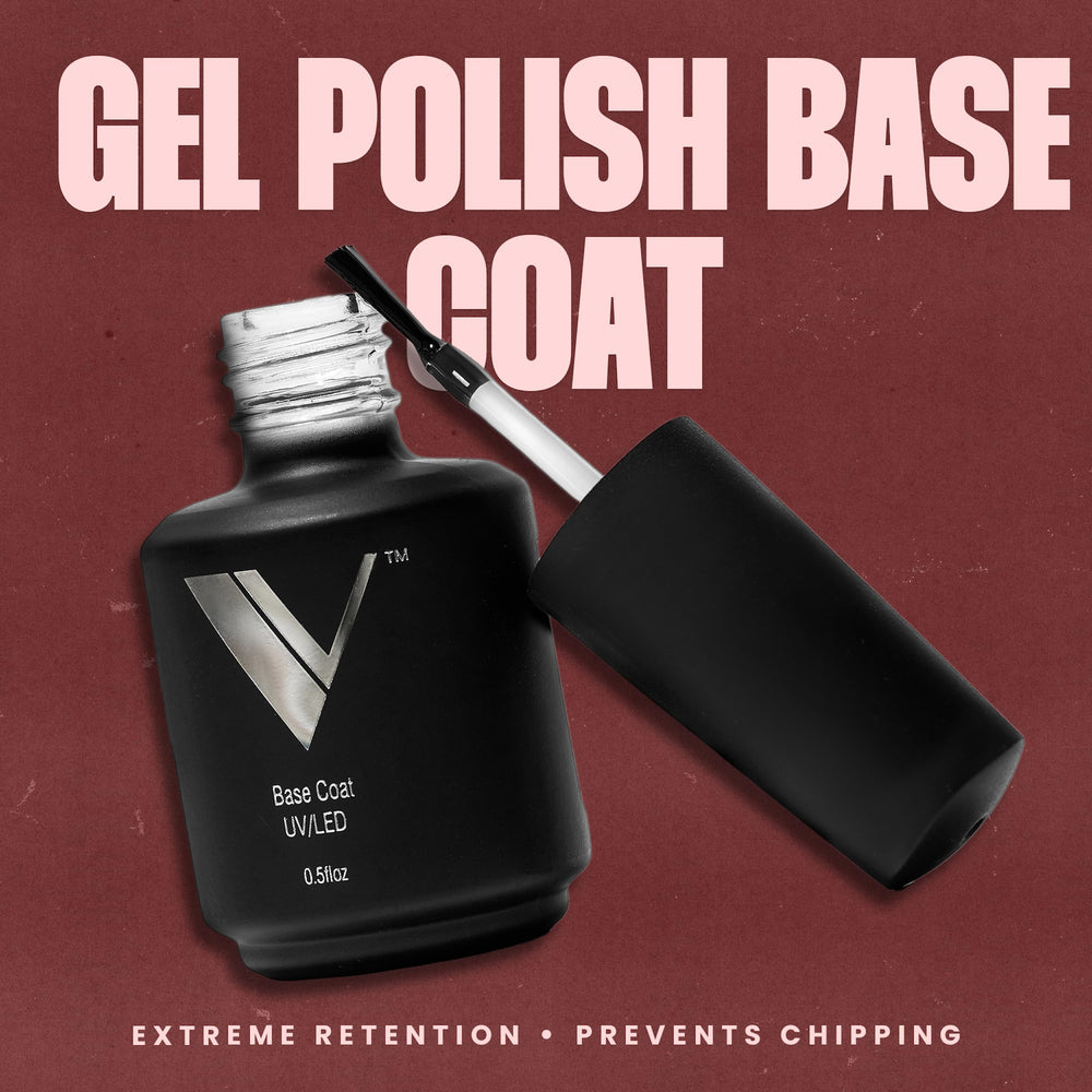 V Beauty Pure base coat shows nails ready for gel polish for long-lasting color.