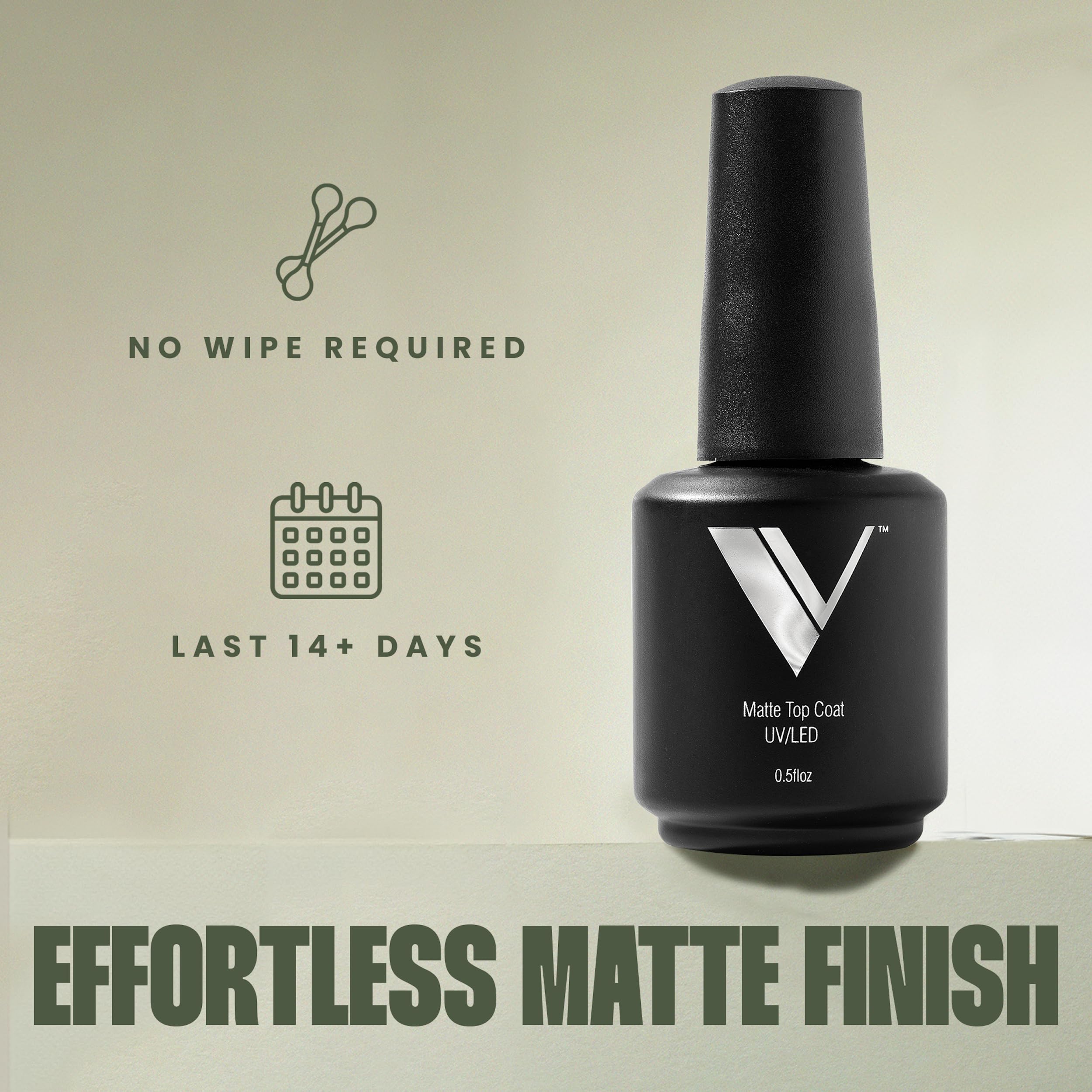 V Beauty Pure LED cured matte finish demonstrates a chip-resistant surface