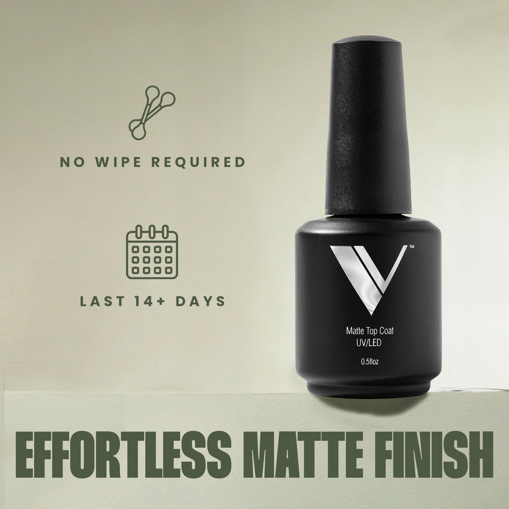 V Beauty Pure LED cured matte finish demonstrates a chip-resistant surface