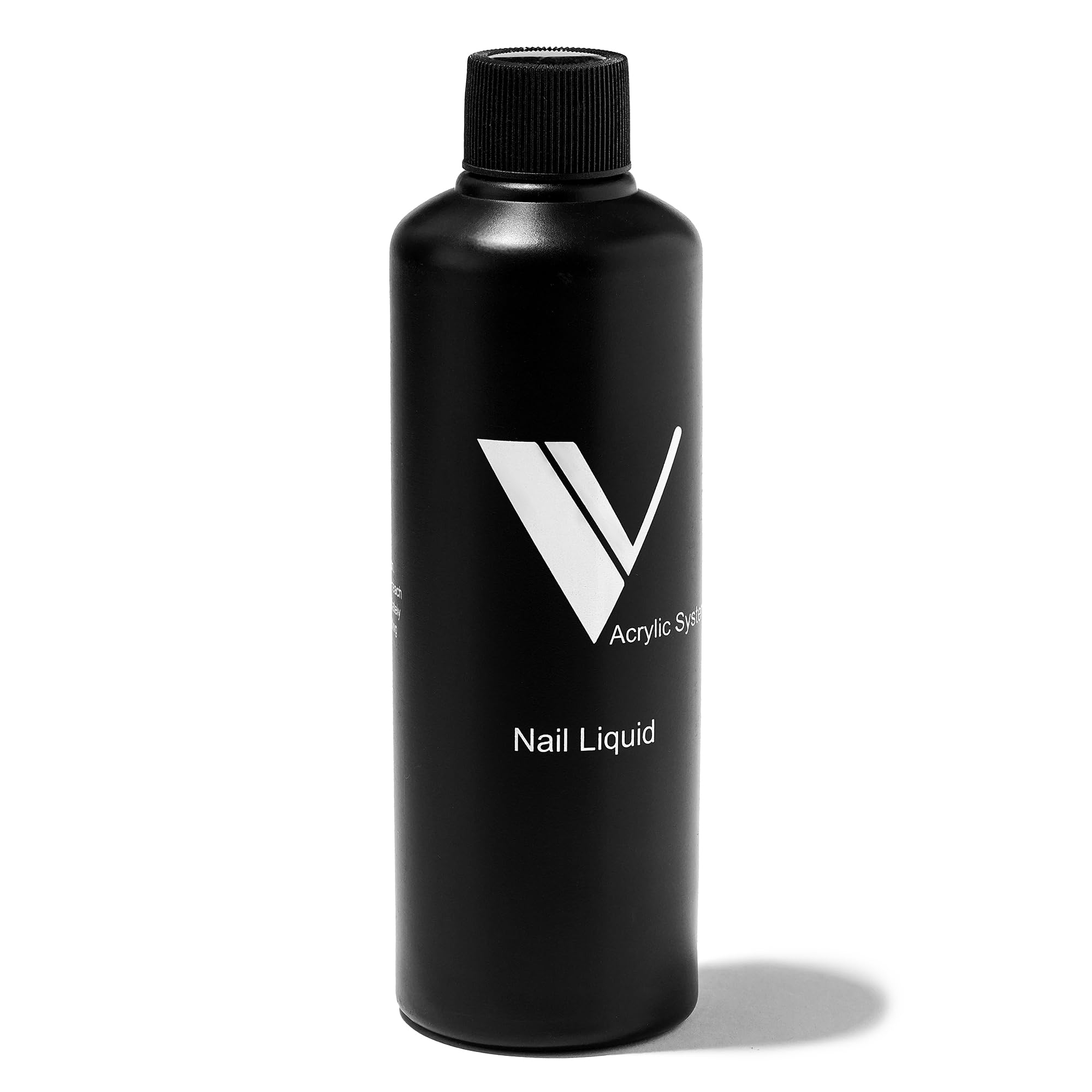 V Beauty Pure monomer liquid closeup bottle, pristine acrylics and smooth application