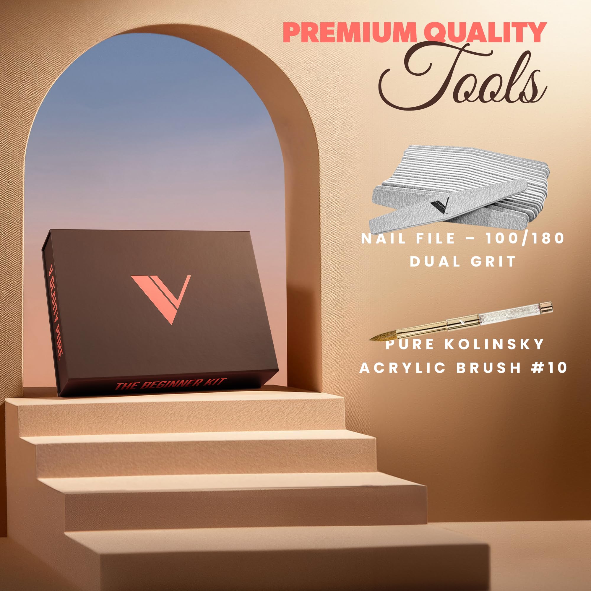 V Beauty Pure nail primer bottle creates a tacky surface for durable wear