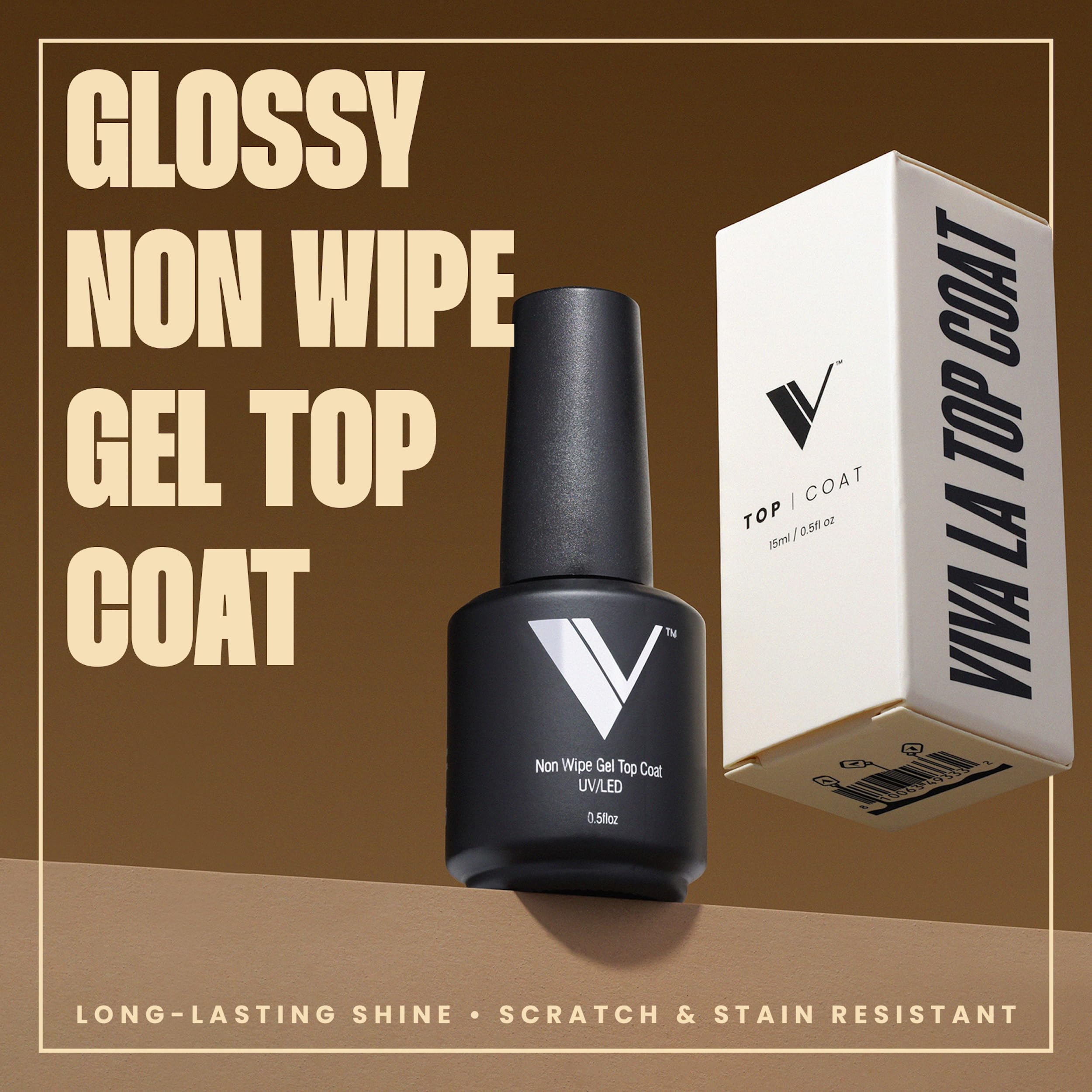 V Beauty Pure gel top coat brush application highlights a smooth, streak-free finish.