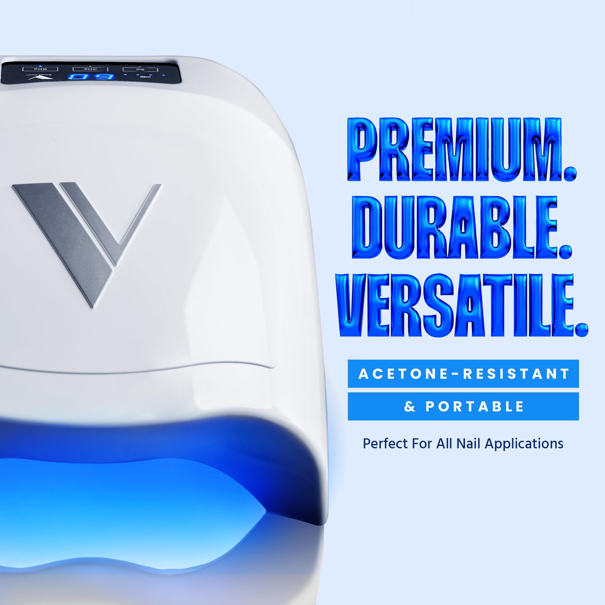 Portable, lightweight design for on-the-go nail services.