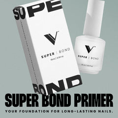 V Beauty Pure Super Bond Primer label highlighting acid-free adhesion benefits
