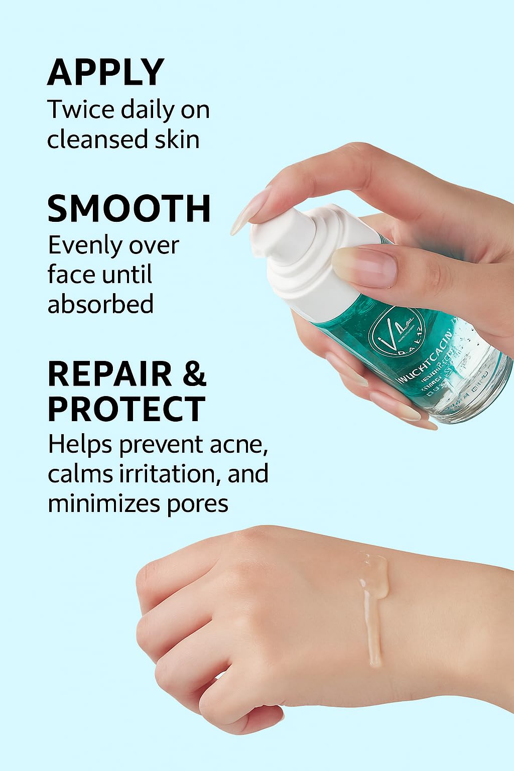 Gentle alcohol-free fragrance-free formula for sensitive skin by V-Line Beauty