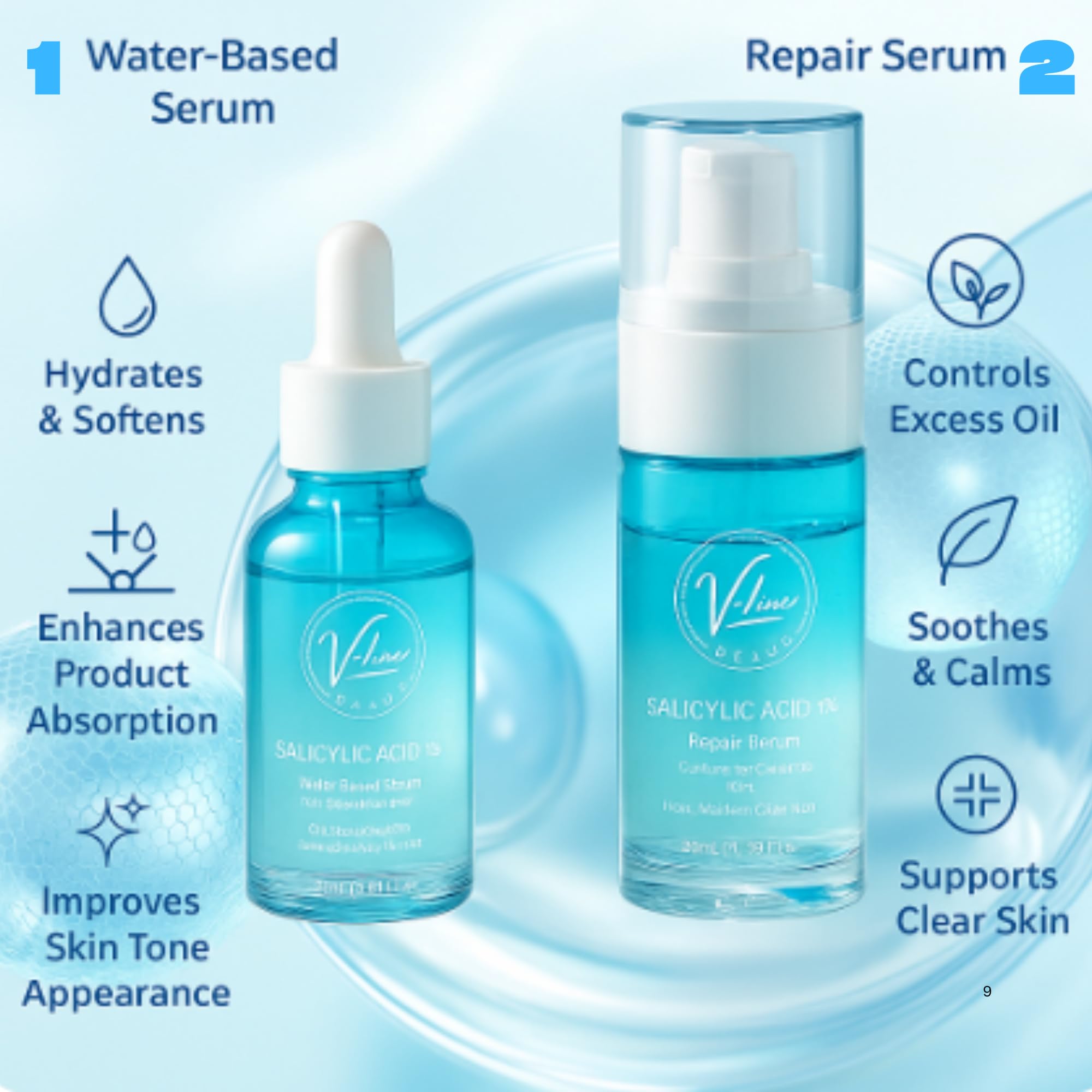 V-Line Beauty balance oil and hydration image showing shine control