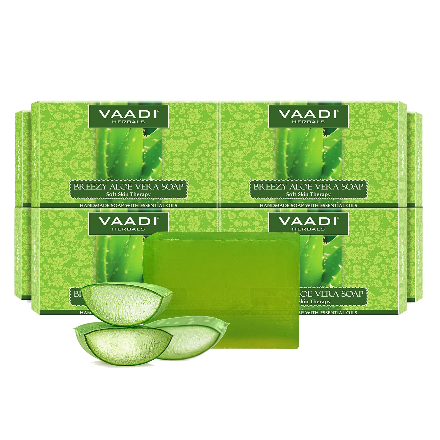 Vaadi Herbals Aloe Vera Soap pack eight bars for gentle daily cleansing