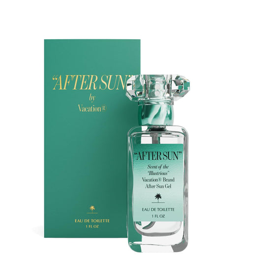 VACATION After Sun bottle front view, travel-friendly unisex scent for everyday wear.