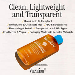 VACATION Chardonnay Oil SPF30 water-resistant formula supports active days outdoors.