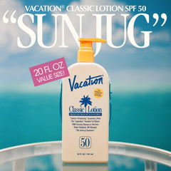 VACATION Classic Lotion SPF 50 front bottle for quick, even coverage outdoors.