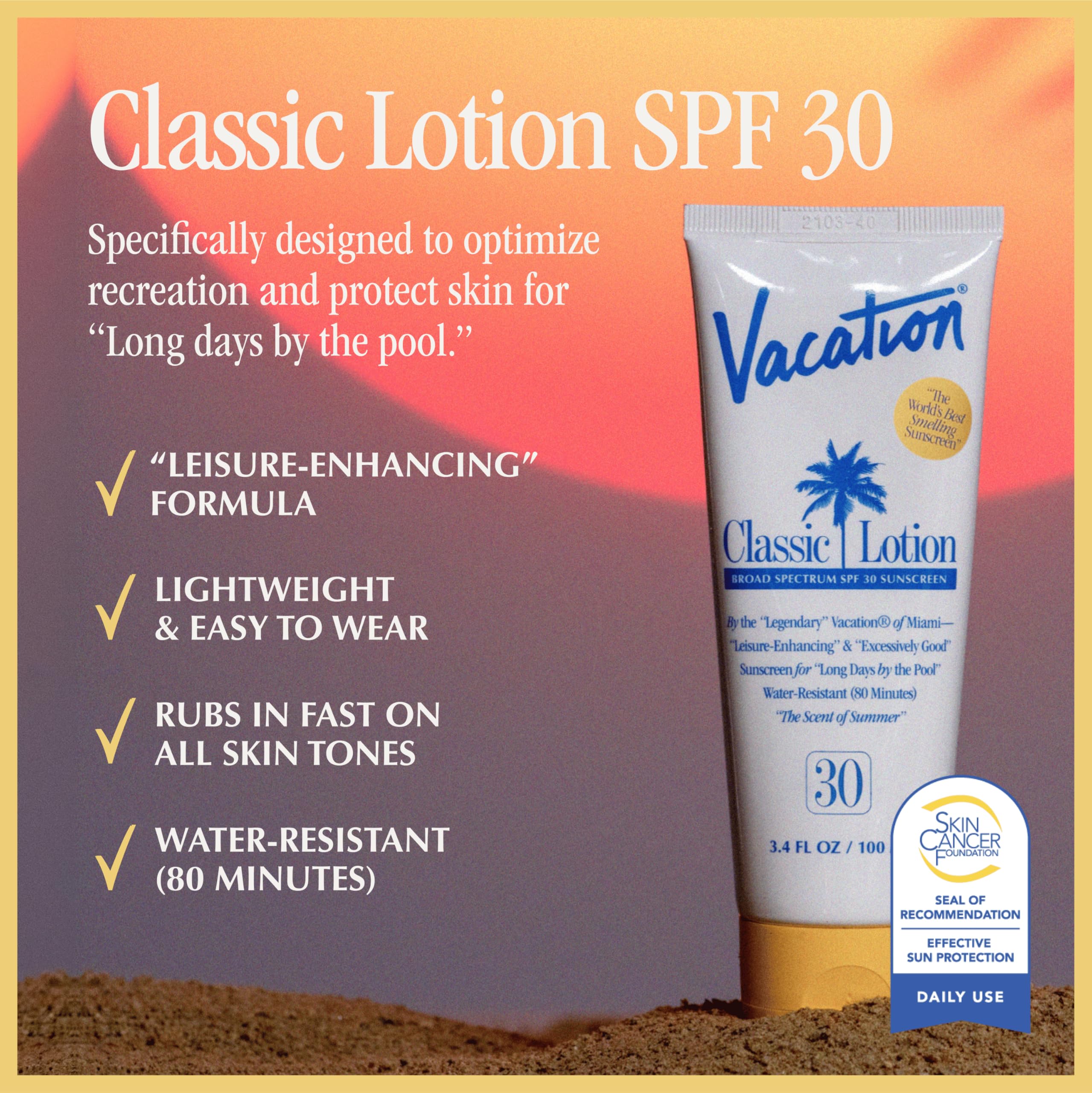 Vacation Classic Sunscreen Lotion SPF 30 pack showing travel-friendly three-pack.