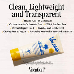 Vacation Classic Sunscreen Lotion water-resistant label visible on bottle