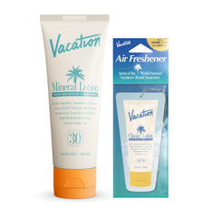 Vacation mineral sunscreen SPF 30 bottle shows clear, non-nano protection.
