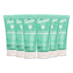 VACATION Mini After Sun Gel six-pack packaging for travel-friendly sun care