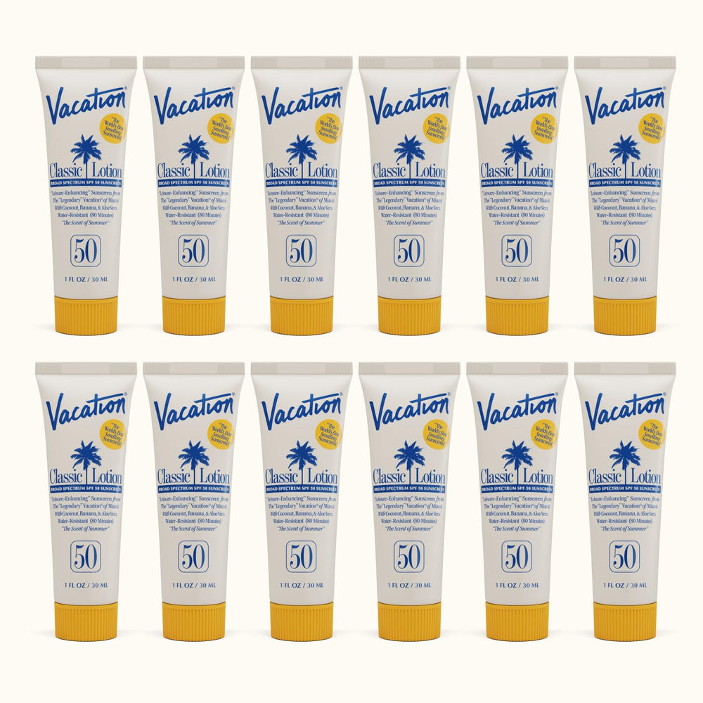 Vacation Mini Classic Lotion SPF 50 1oz bottle ready for on-the-go protection.
