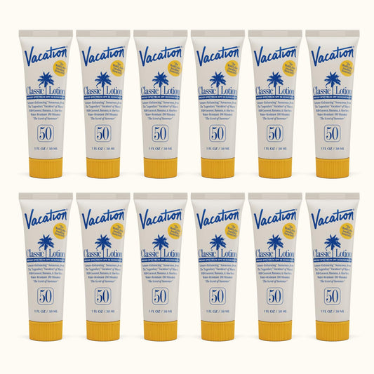 Vacation Mini Classic Lotion SPF 50 1oz bottle ready for on-the-go protection.