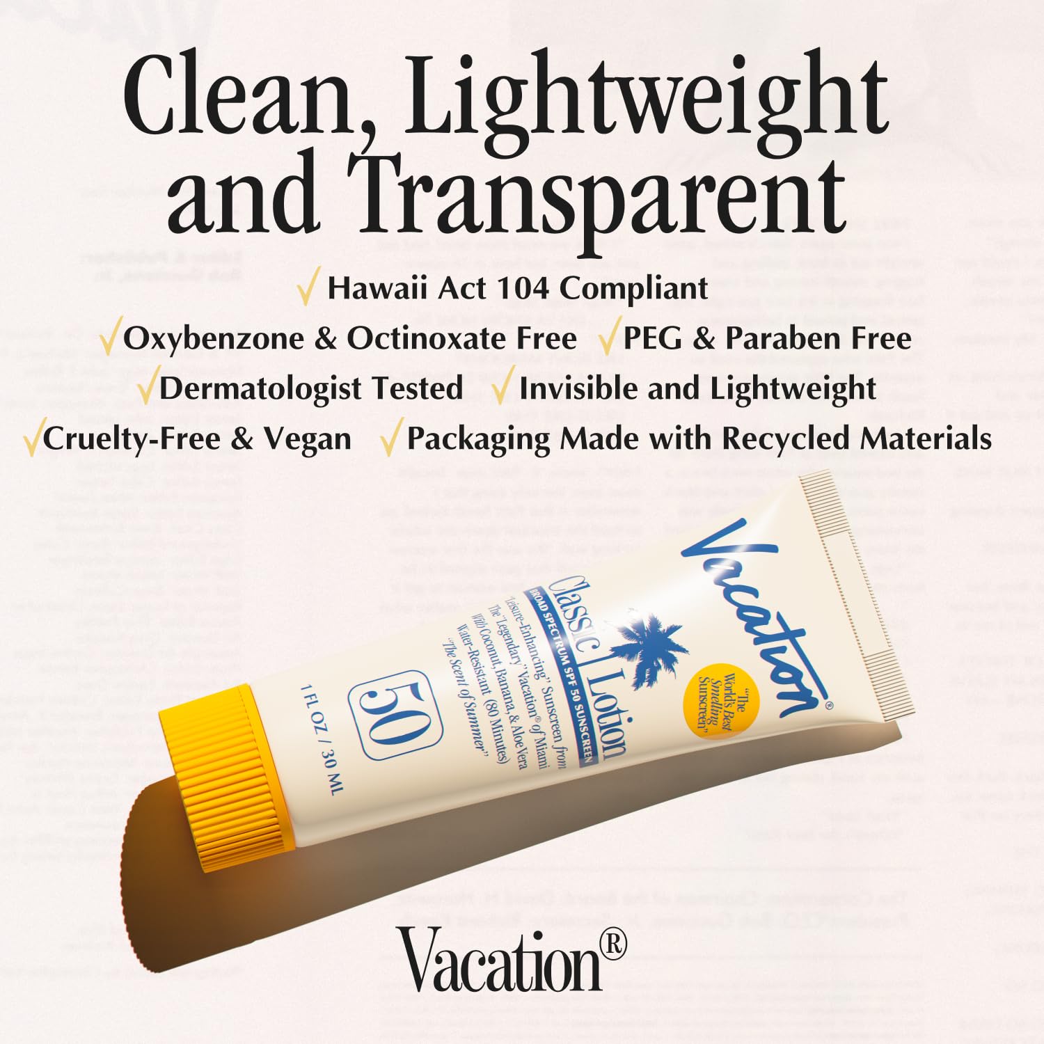 Vacation World-Famous scent bottle provides a tropical aroma during sun protection.