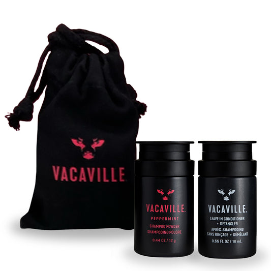 Vacaville Beauty Mini Shampoo Set packaging on eco-friendly box for gift-ready presentation