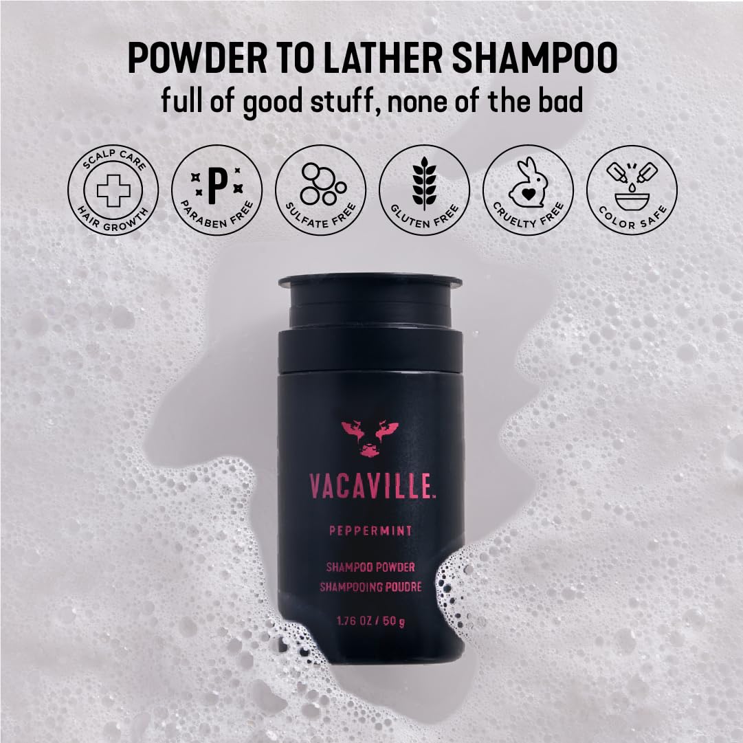 Vacaville Beauty Mini Shampoo Set two bottles on tray conveys compact, travel-friendly routine