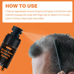 VAEYAE Gray Hair Spray after-use look, suggests darker tone and fuller appearance.