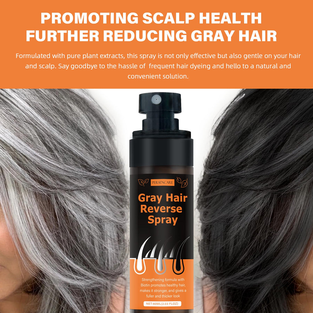VAEYAE Gray Hair Spray scalp-massage clip, shows conditioning action at roots.