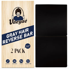 VAEYAE gray hair reverse bar packaging highlights a convenient, natural hair care solution.