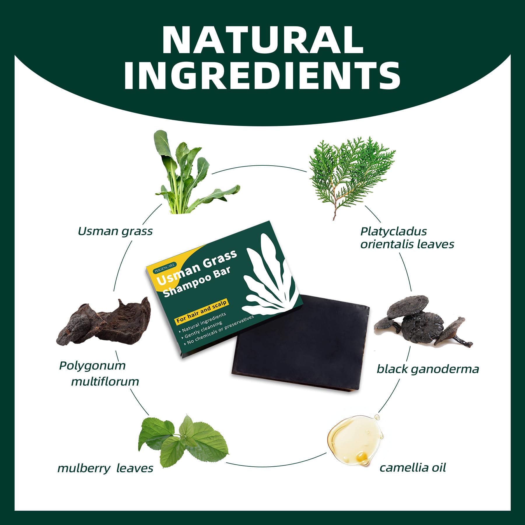 VAEYAE Usman Grass Shampoo Bar closeup shows grass extract for natural nourishment.