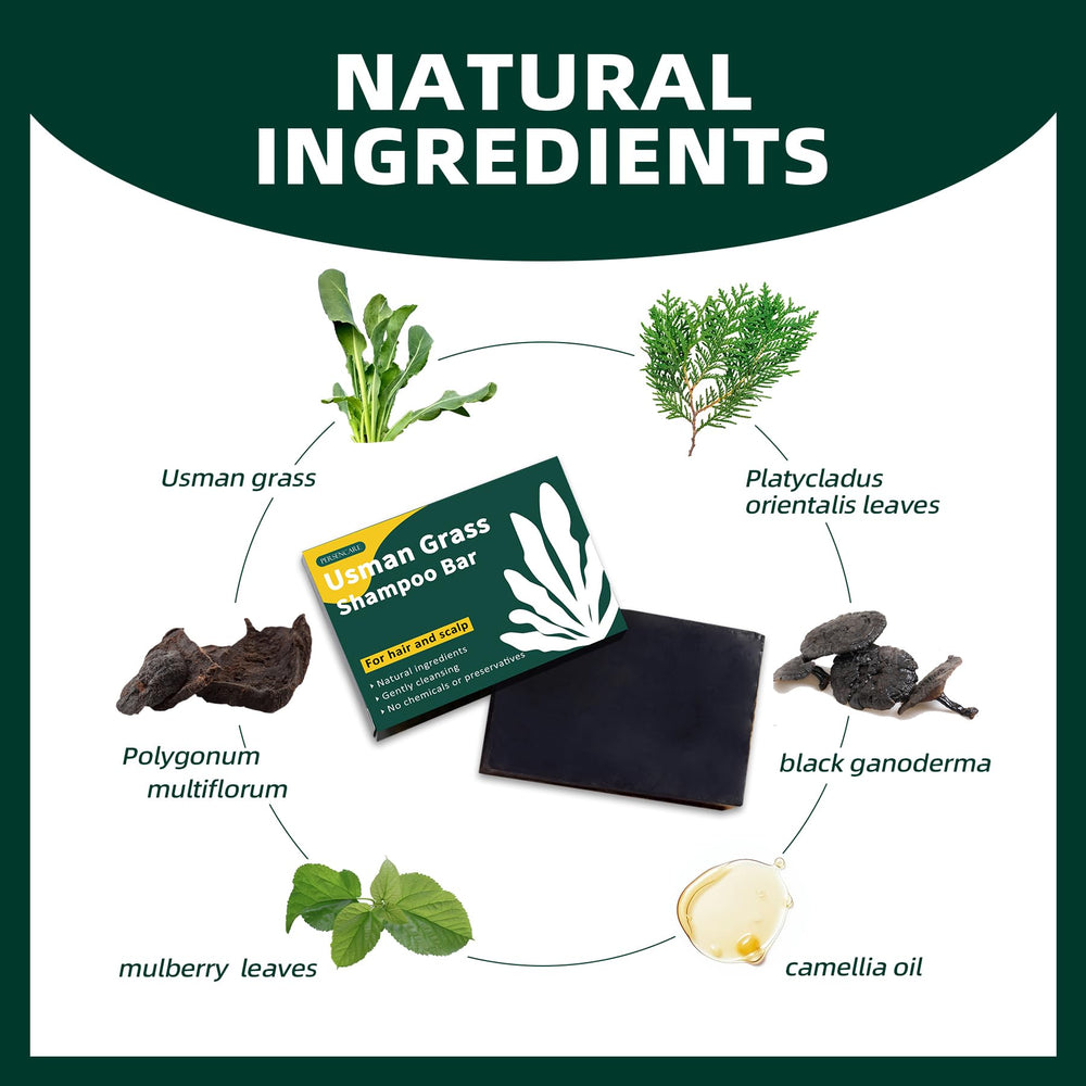 VAEYAE Usman Grass Shampoo Bar closeup shows grass extract for natural nourishment.